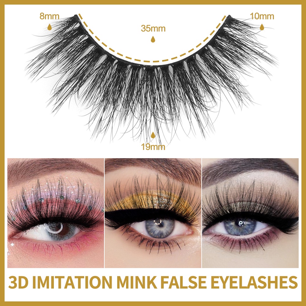 Magefy 10 Pairs 3D Natural False Eyelashes Long Thin Lashes Thick Curls False Eyelashes