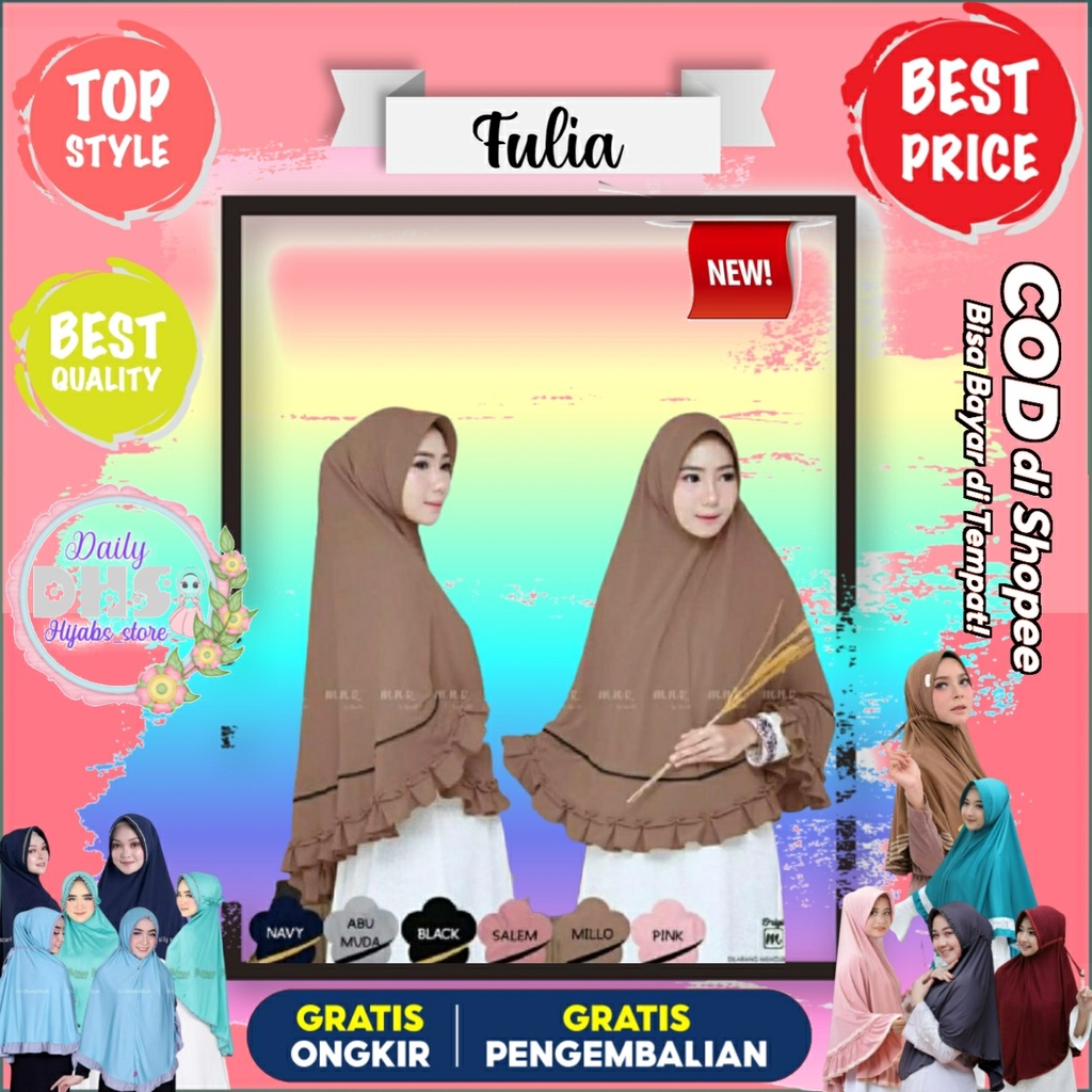 Hijab instan Fulia // Jilbab instan Fuliya Kerudung langsung Hijab Jumbo Dewasa Jilbab harian Terlar