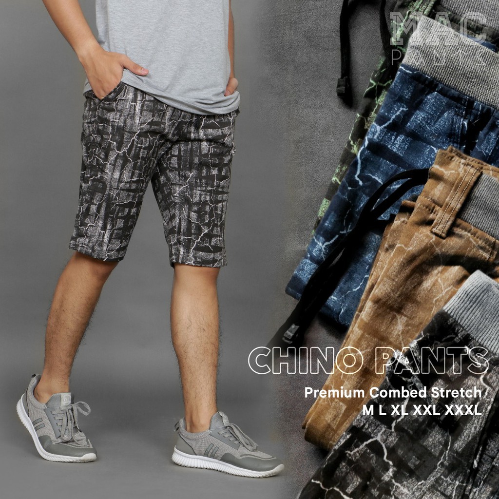 Celana Chino Pendek Pria Camo Black Big Size Resleting