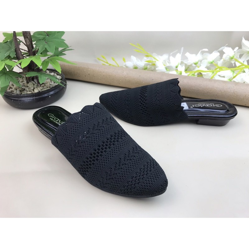 Sandal Hak Tahu Wanita Bahan Rajut Import SF-58 GRAVICI