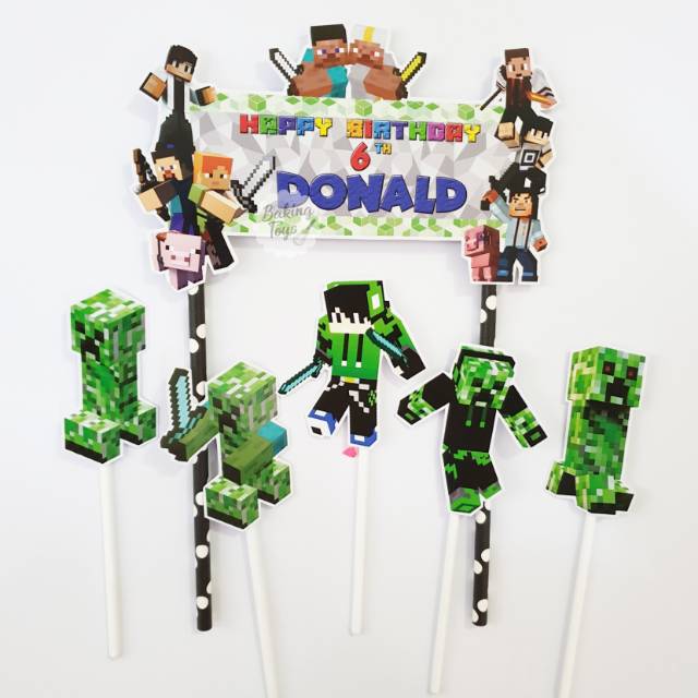 Topper Cake Birthday Mine craft Lego