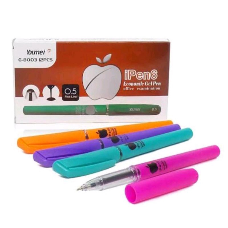 

1LUSIN Pulpen Gel Hitam Apel Youmei Ipen