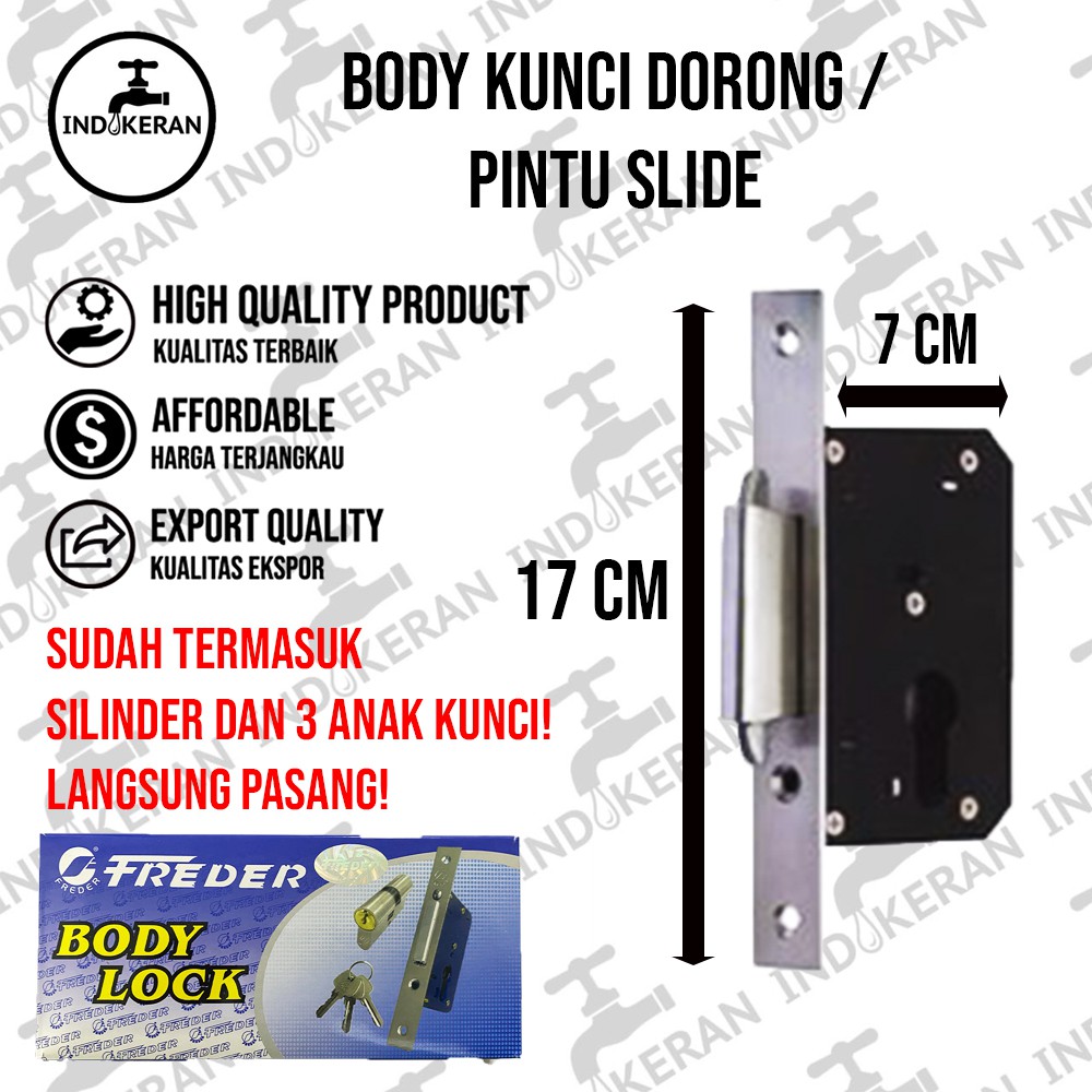 INDOKERAN - Body Kunci Pintu Dorong Slide - High Quality