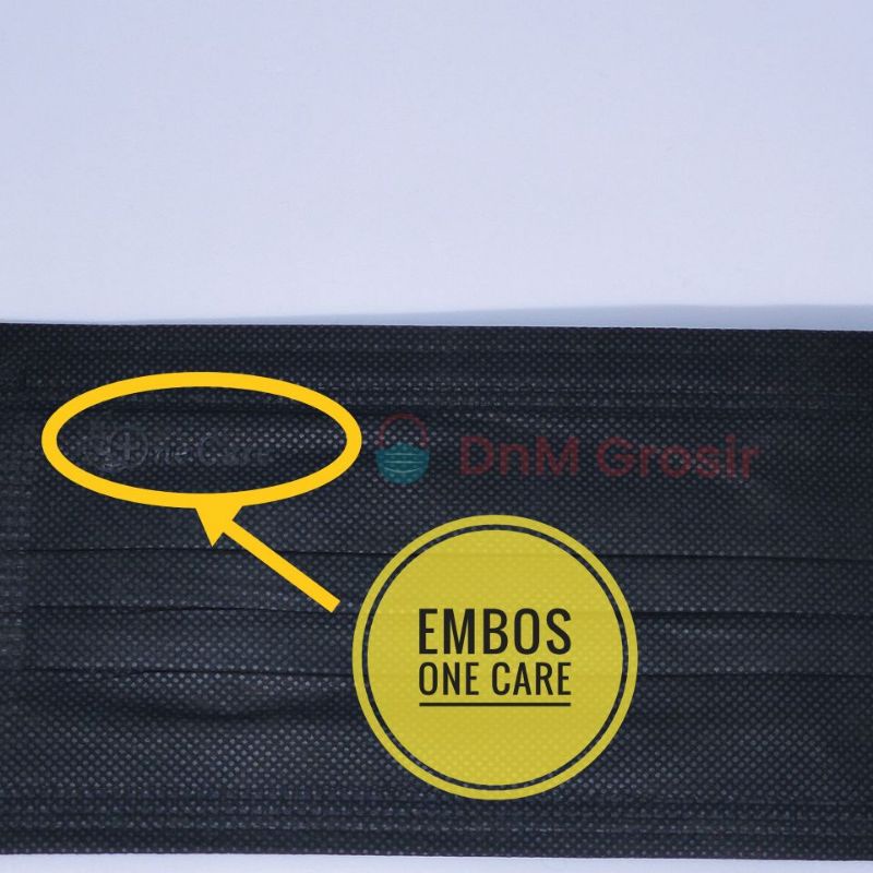 Masker Earloop Hitam Ne Care Embos Kemenkes 3 ply isi 50 pcs