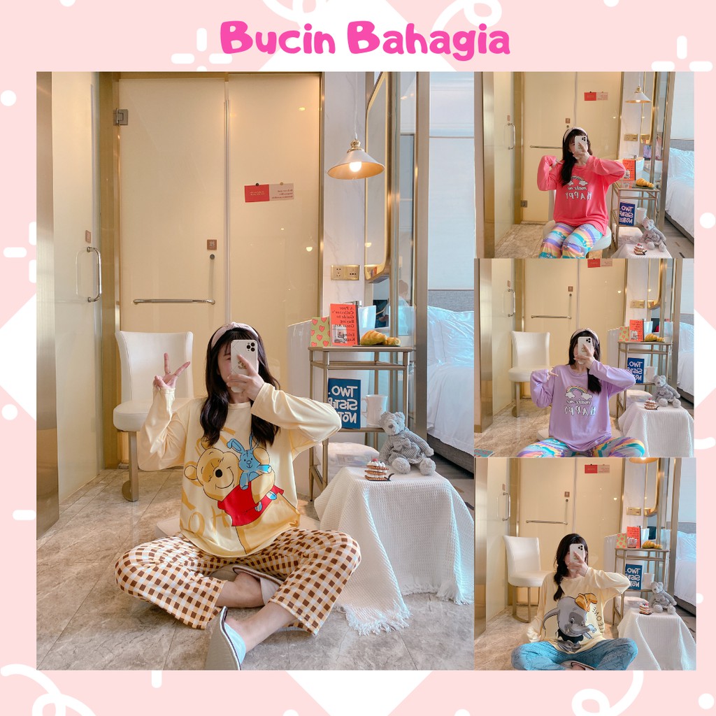 Piyama Wanita Lengan Panjang Stelan Panjang Import Set Baju Tidur Wanita BT21