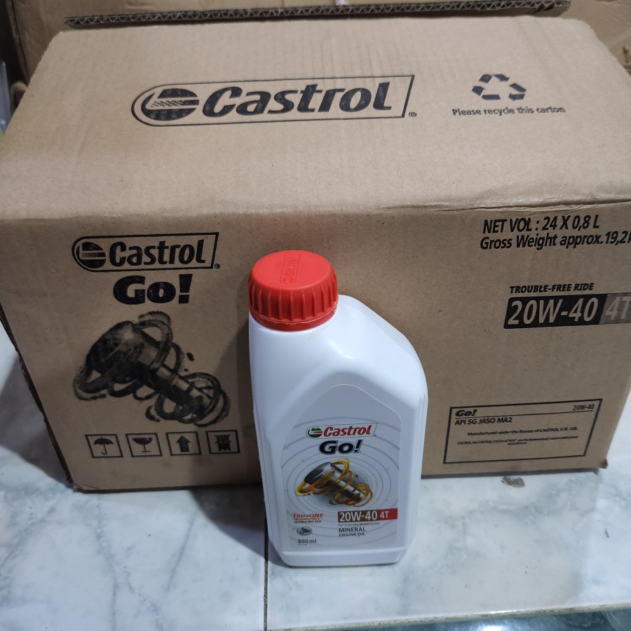 Oli Castrol GO Oil Mesin Motor 20W-40 4T 800ml 0.8L Perdus X 24 Botol