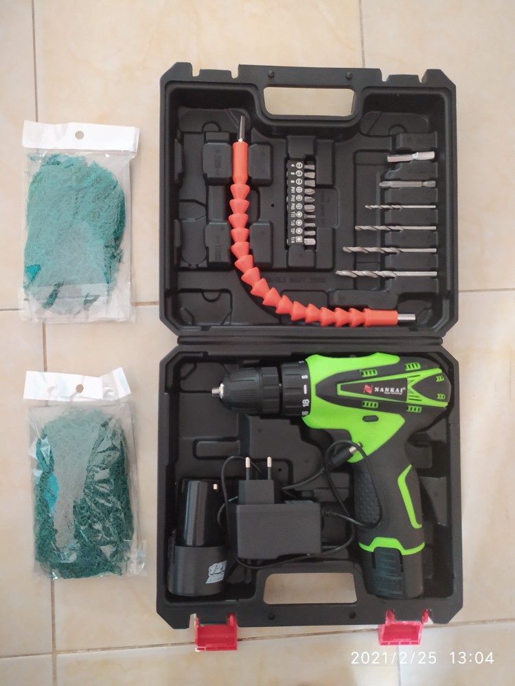 Obeng Bor Tangan Elektrik Charger Cordless Screwdriver Nankai