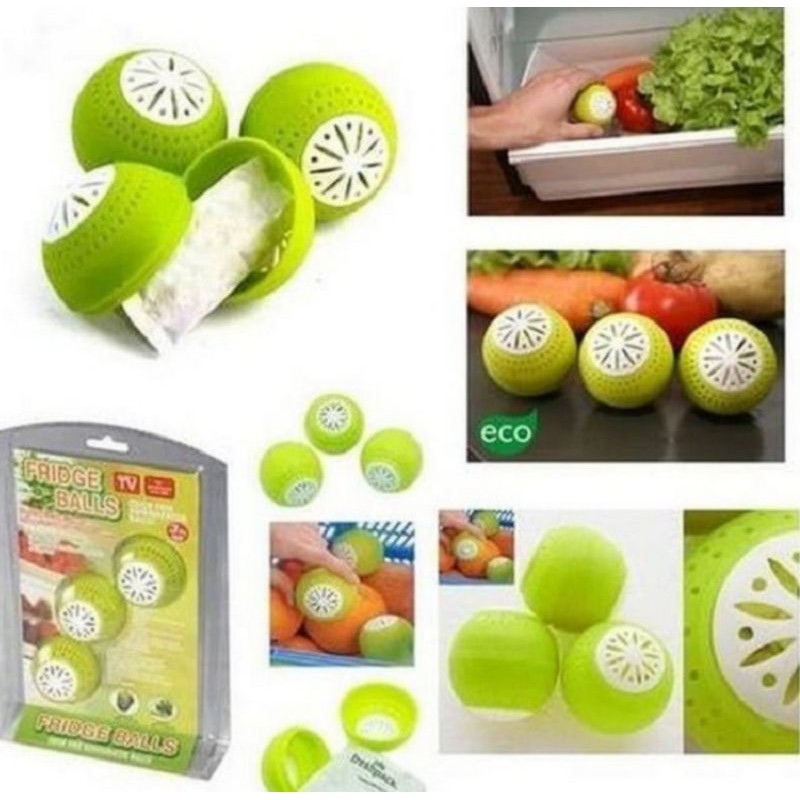 READY Penghilang Bau Kulkas FRIDGE BALLS Lemari Pakaian Rak Sepatu 3PCS