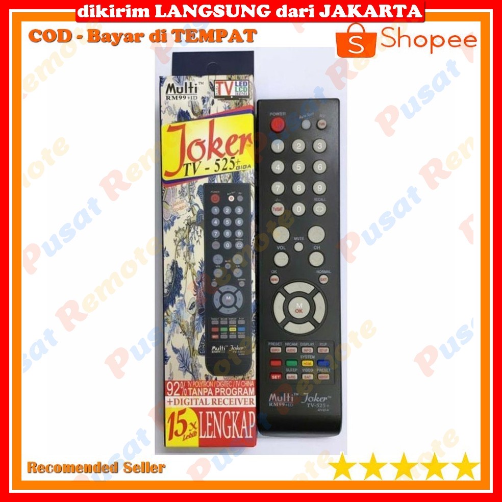 Terlaris Remot TV Tabung Slim LCD/LED Receiver Parabola Remote MULTI/UNIVERSAL JOKER 525 Murah Bagus