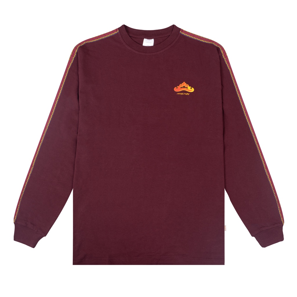 Kaway T-shirt LIST WOV LS BURGUNDY