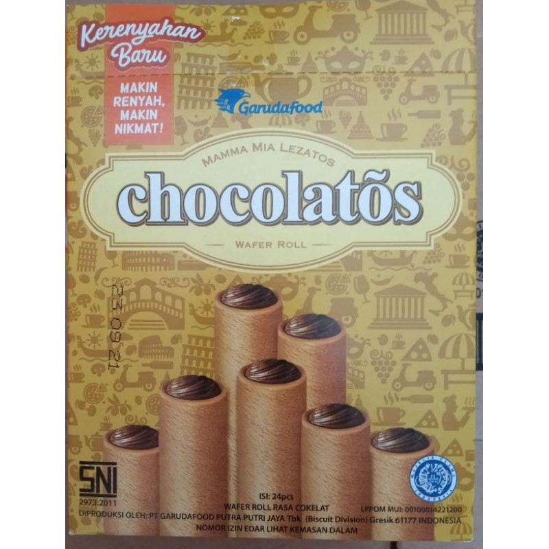 

Chocolatos Wafer Roll Rasa Cokelat isi 24pcs