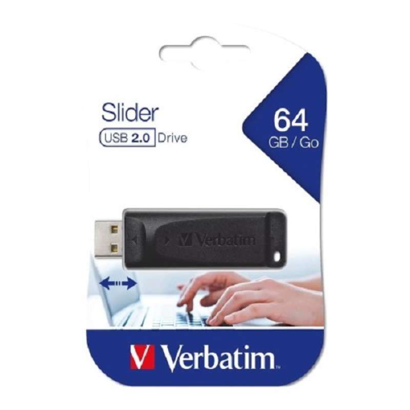 Flashdisk VERBATIM Store n Go Slider 64GB USB 2.0 - USB Verbatim 64GB