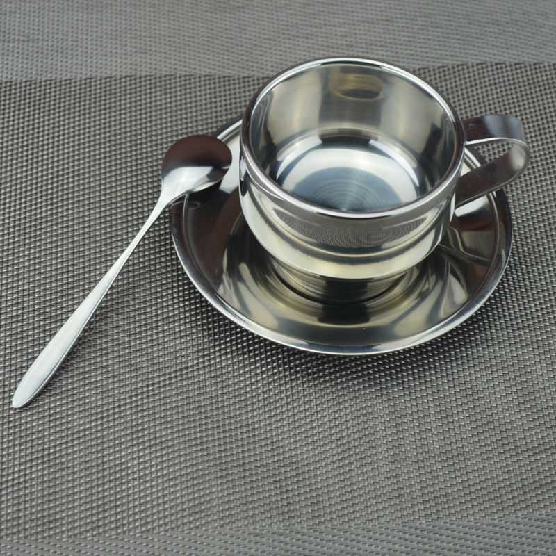 Best Seller ! Set Gelas Sendok Piring Kopi Stainless Steel - 201