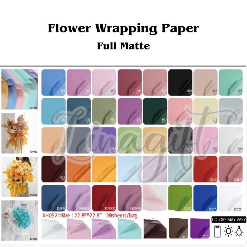 ( 5 Lembar ) FULL MATTE COLOR - FLOWER WRAPPING PAPER MATTE GOLD SOLID COLOR PLASTIC CELLOPHANE - KERTAS BUNGA BUKET FLORIST