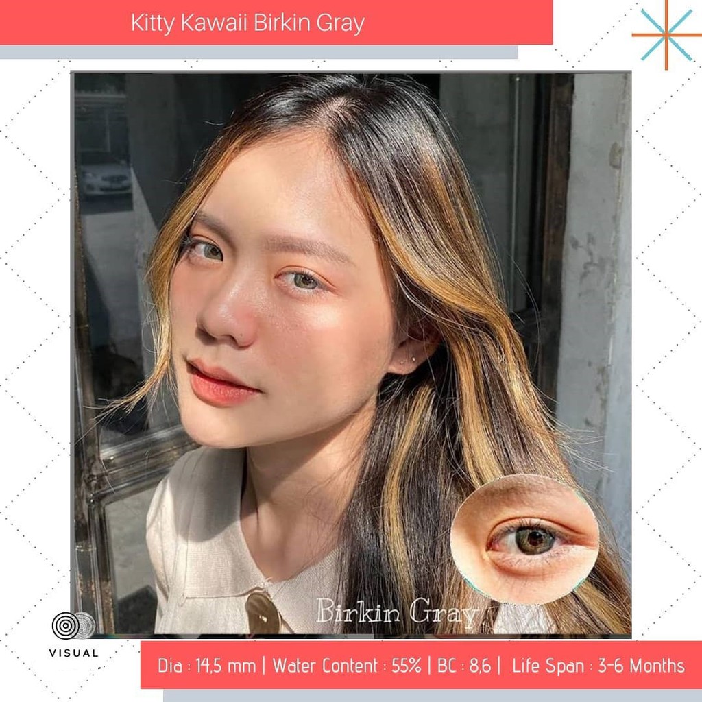 Softlens Kitty Kawaii Birkin - Warna Gray Brown bisa minus