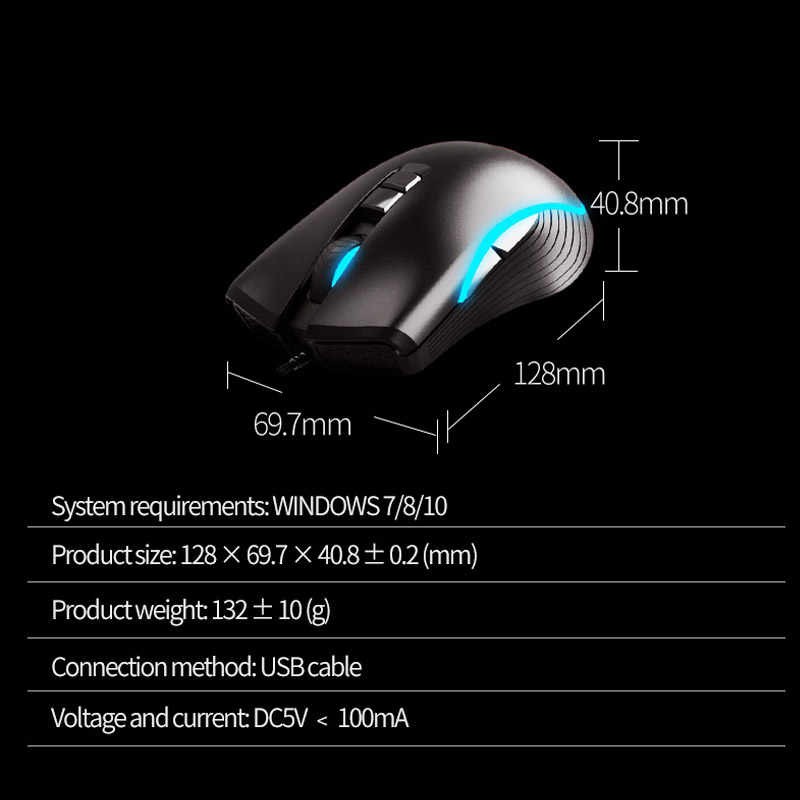 Mouse Gaming AULA F806–2400DPI-RGB Backlight-Macro-7 Buttons