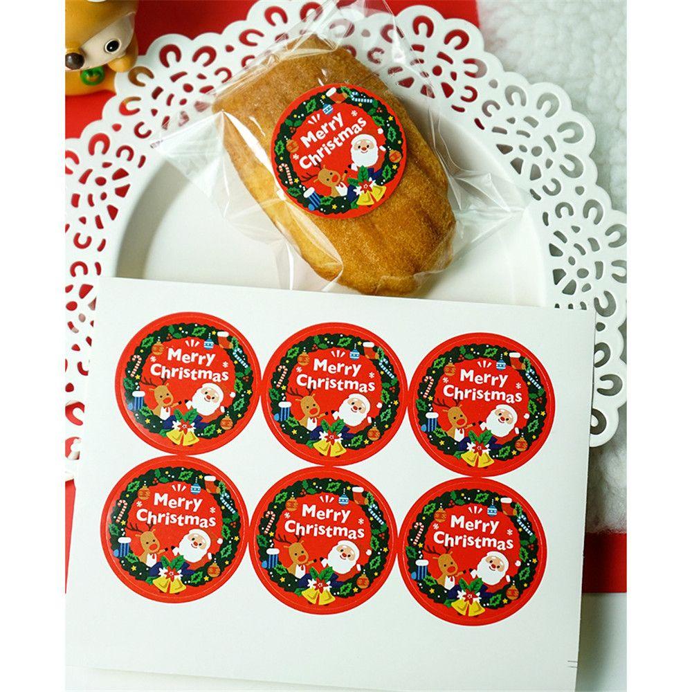 Solighter Gift Paper Sticker DIY Sealing Craft Biskuit Kotak Hadiah Dekorasi Festival Stiker Natal