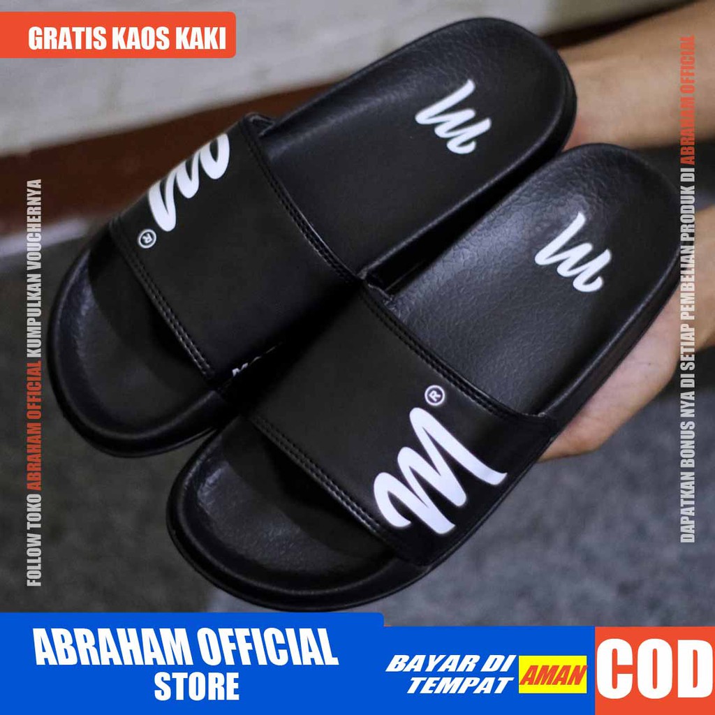 ABRHM x MGNT Sandal Slide Pria Sandal Slop Pria Kulit Pu Sendal Selop Cowok / Cowo Ori Distro Keren