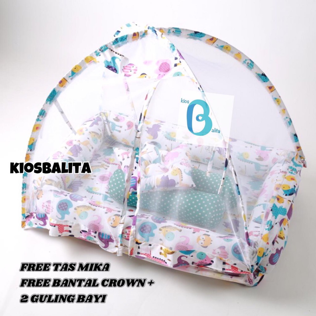 KASUR BAYI TENDA KELAMBU / KASUR BABY KELAMBU SET BANTAL FREE BANTAL PEYANG CROWN  + 2  GULING BABY