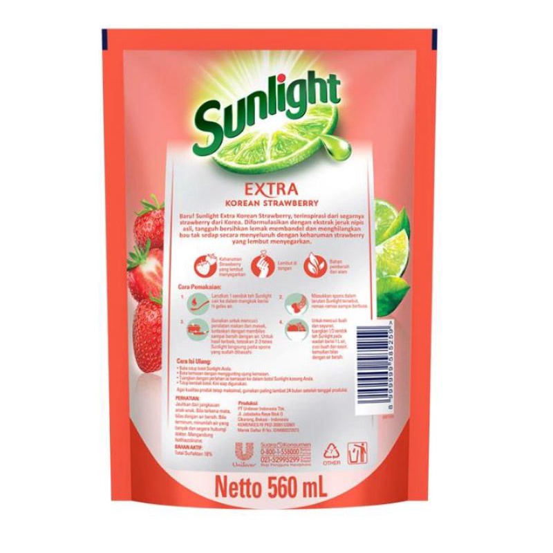 Sunlight Korean Strawberry 560ml - Sabun Cuci Piring