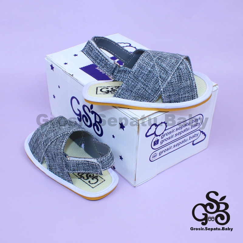 sandal bayi sepatu bayi sendal bayi laki laki perempuan prewalker bayi  umur 2 - 12 bulan model casual S06 polos ABU ringan fleksibel &amp; Anti Slip