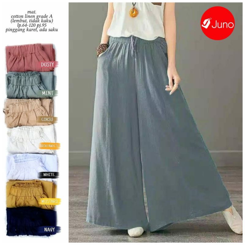 CELANA KULOT LINEN//CELANA KULOT LINEN RAMY JUMBO//KULOT LINEN PINGGANG KARET