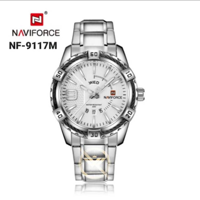 Jamtangan pria Navy force original baterai type NF-9117M stainless steel