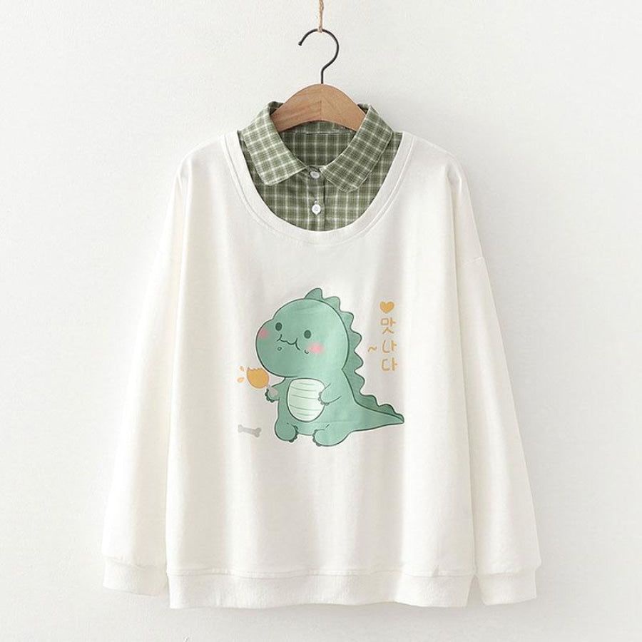 SWEATER WANITA OVERSIZE ADORABLE FAT DINO // CREWNECK WANITA LUCU SIZE M TO XXL FLEECE TEBAL KECE TERBARU,