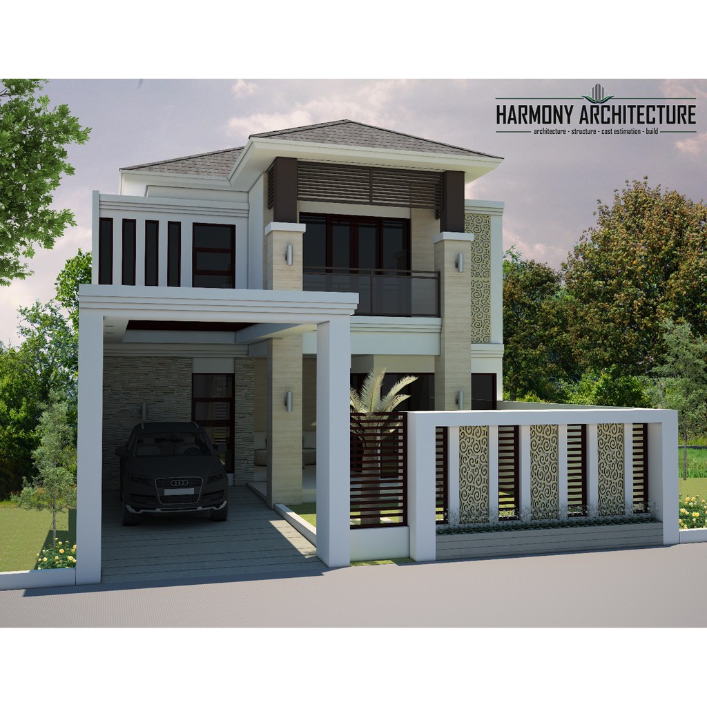 Desain Rumah Etnik Minimalis 2 Lantai Lahan 9 X 30 Shopee Indonesia