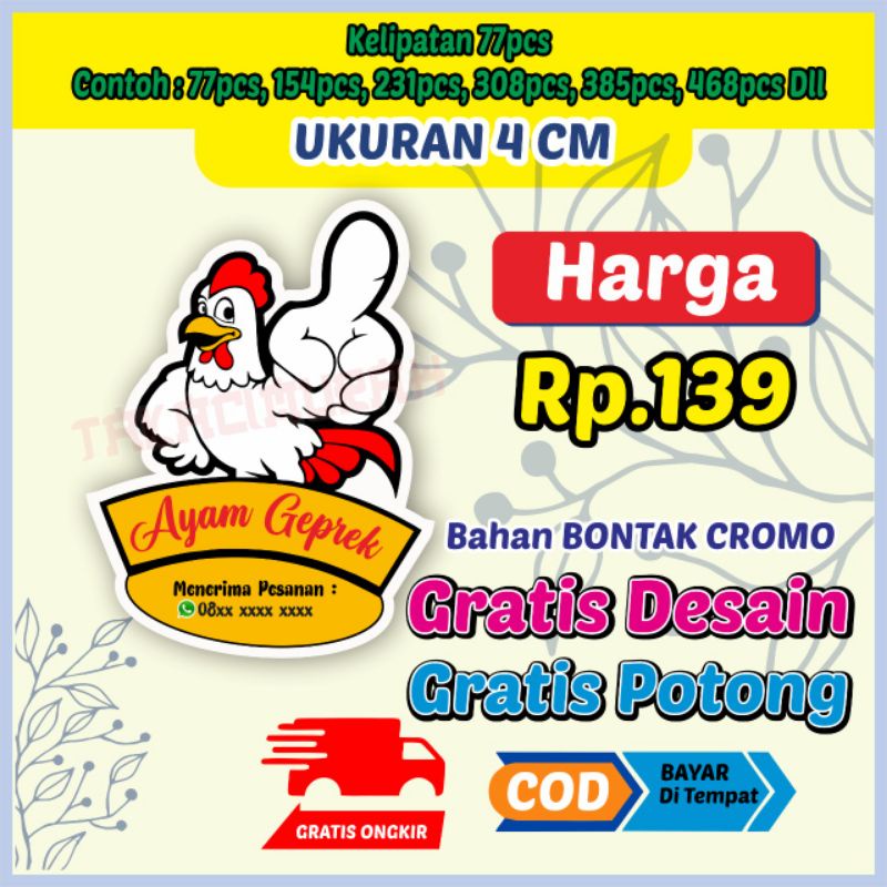 

Label Stiker Kemasan Minuman & Makanan/Gratis Desain/Gratis Potong UKURAN 4CM