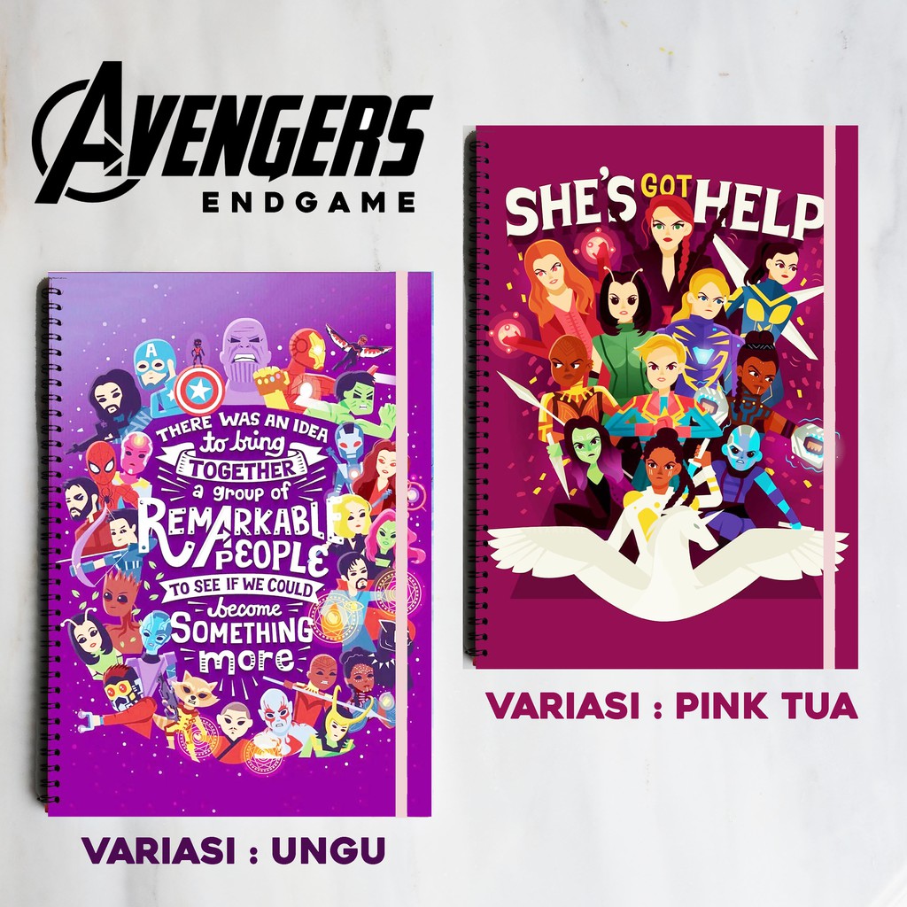 

AVENGERS ENDGAME Softcover Spiral Ruled Grid Dotted Notebook Diary Journal Bujo School Buku Tulis