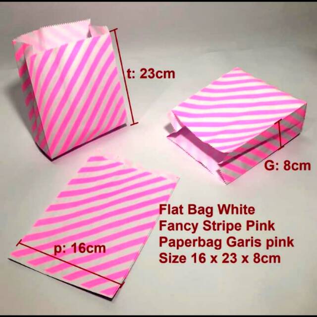 

paper bag garis pink 100 pcs