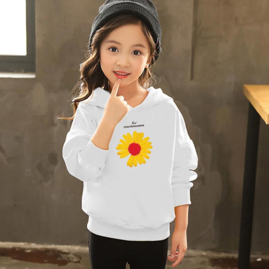 HOODIE ANAK WANITA FLOWER DAISY CUTE FLEECE CASUAL TEBAL PREMIUM TERBARU,