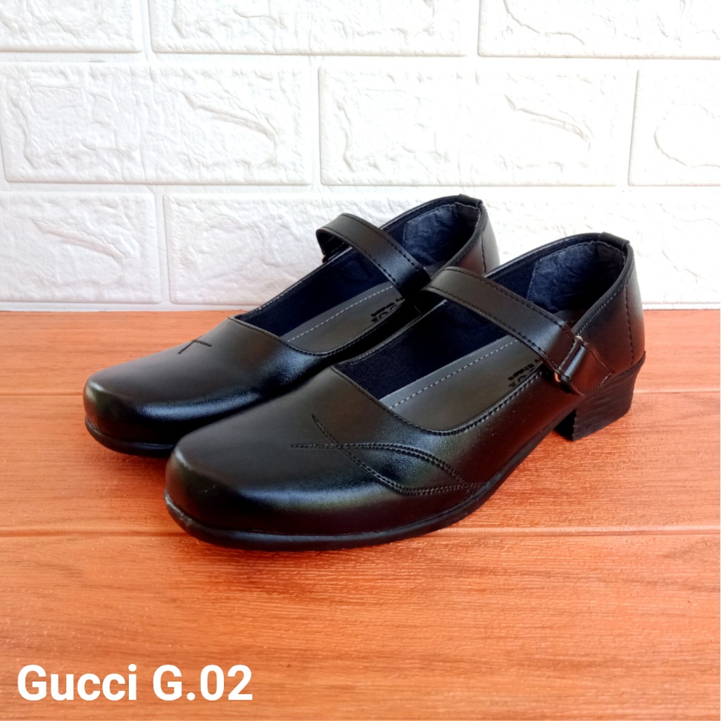 G.02 Hitam Sepatu Pantofel Sekolah Paskibraka Hak 3cm Size 36-41