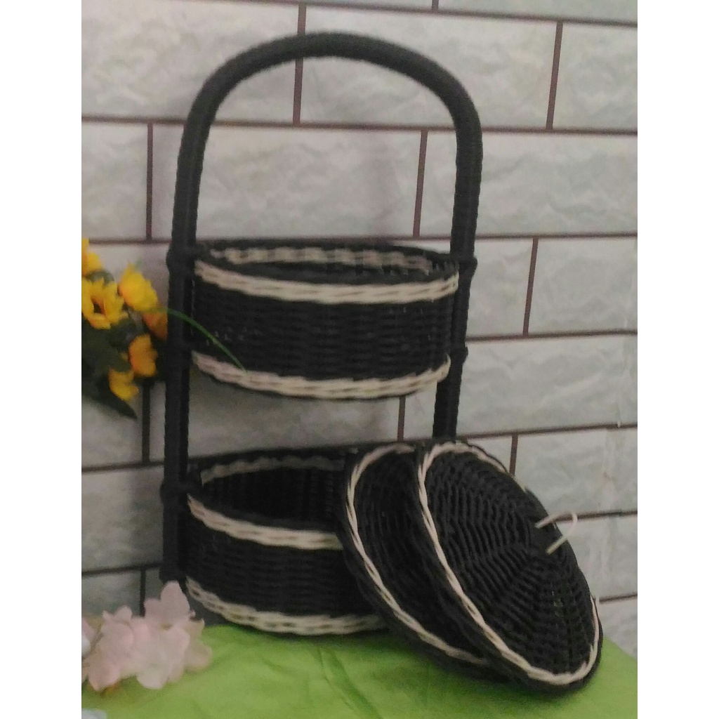 keranjang 2 Susun 2 Rak bumbu Dapur serbaguna Tempat bumbu Dapur Rak Kosmetik keranjang kosmetik Ker