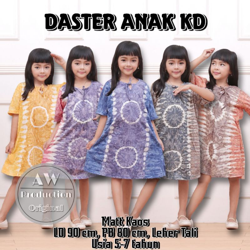 DASTER KAOS ANAK KEKINIAN ABSTRAK JUMPUTAN BAJU ANAK PEREMPUAN MODEL LEHER TALI USIA 6-7 TAHUN BATIK