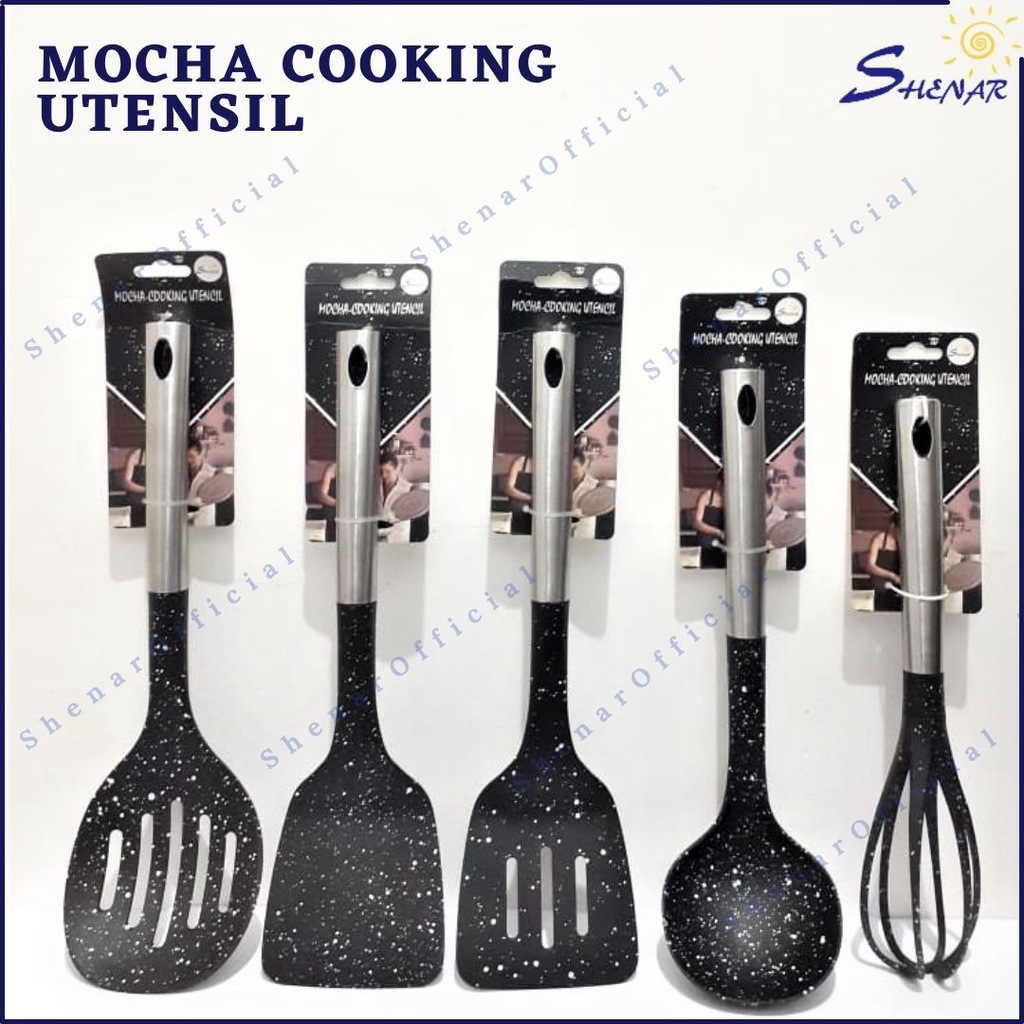 SHENAR-Mocha utensil  Spatula Sutil Sendok Sayur Spatula Hitam Bintik-bintik/Centong sayur/sodet/sepatula/mocha utensil/murah myhouseholdd168