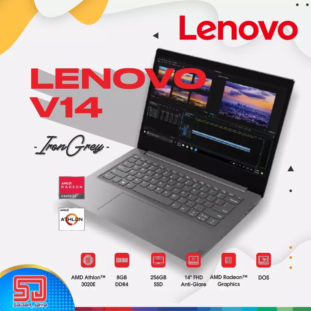 Lenovo V14 AMD Athlon 3020E / 8GB / SSD 256 / 14″ / DOS - Laptop Sekolah