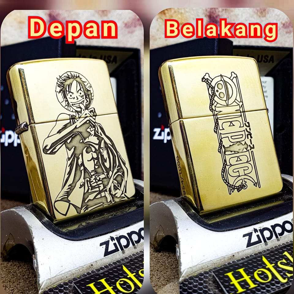 ⭐⭐⭐⭐⭐ Zippo Original Luffy One Piece 3 Side Brass