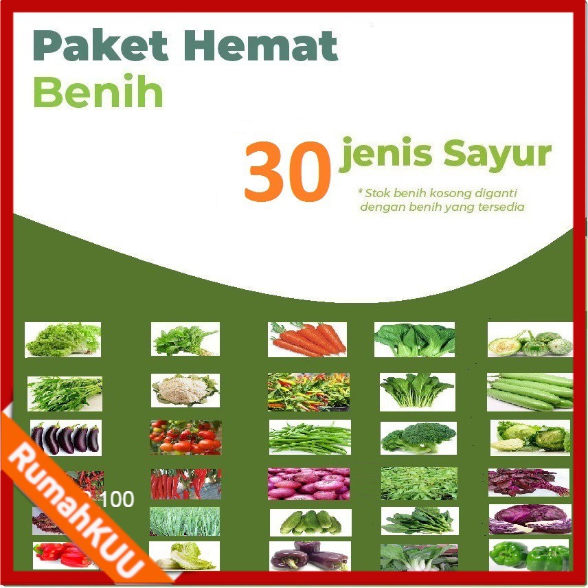 PAKET 30 JENIS BENIH BIBIT SAYURAN HIDROPONIK DAN BERKEBUN