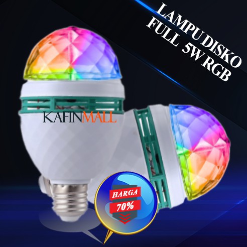 RGB 5W 5LED LAMPU DISCO LED FITTING E27 TUMBLR MINI OTOMATIS DISCO WARNA WARNI / LAMPU SUNSET / LAMPU BOHLAM WARANA HIAS