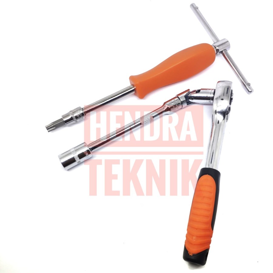 KUNCI SOK SET 46 PCS 1per4 inch KUNCI SOKET SET KUNCI KREK SHOCK SERBAGUNA 0.25 inci in dim HD 46PCS KUNCI BENGKEL MOTOR MOBIL SET-4