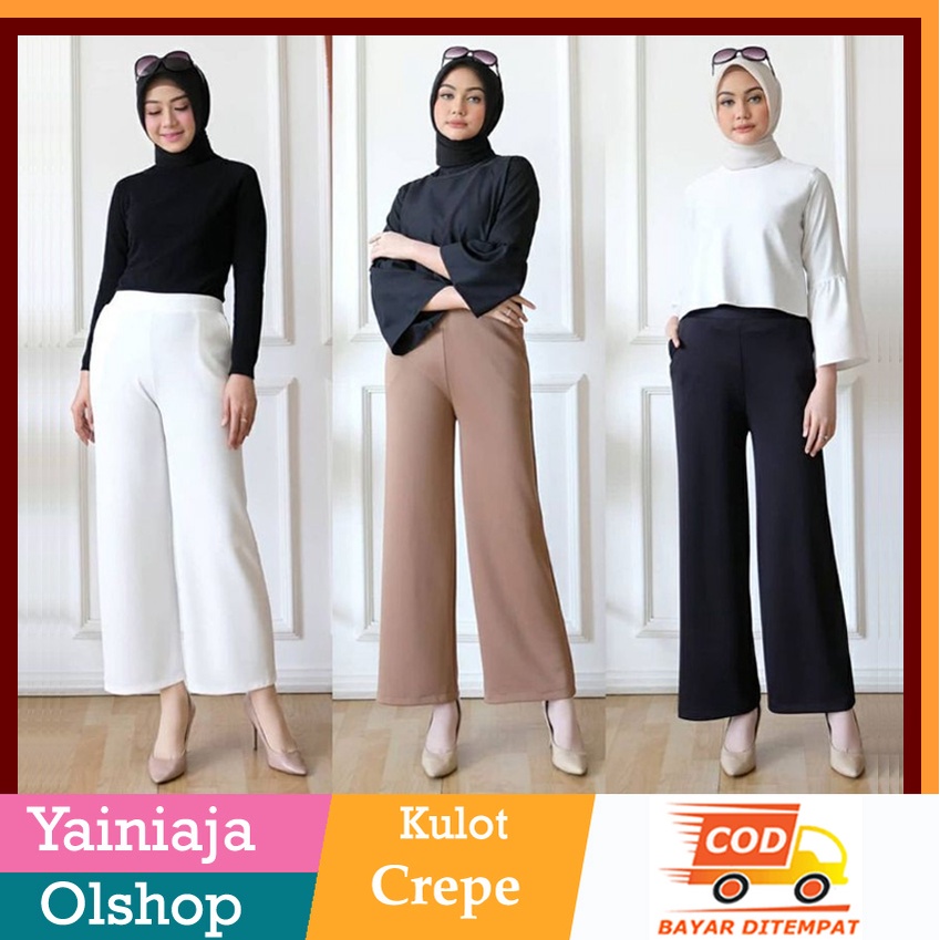 Kulot panjang bahan cranpe Basic Cullotes Crepe Pants Celana Kulot Crepe jumbo