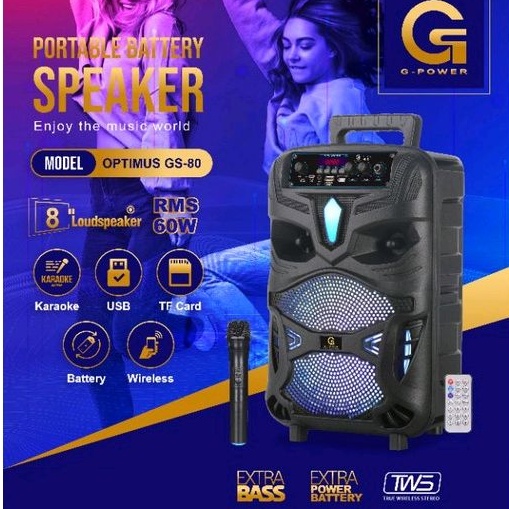 Portable Bluetooth Speaker Optimus GS80 RMS60W G-Power