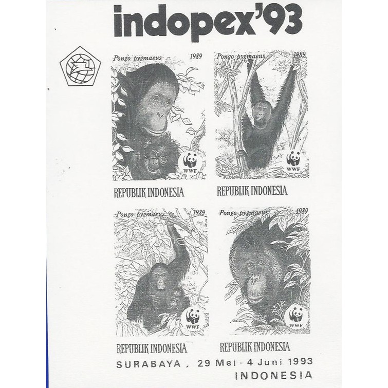 Souvenir Sheet Perangko Indonesia Serie Orang Utan WWF Indopex 1993