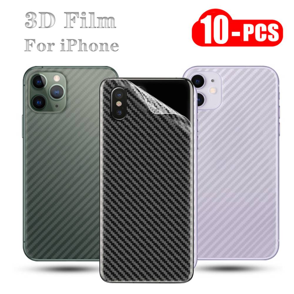 Film Pelindung Layar Belakang Bahan Karbon Fiber 3D Anti Sidik Jari Untuk iPhone 11 12 13 Pro Max Mini 7 8 Plus X XS Max XR SE 2020 2022 SE3