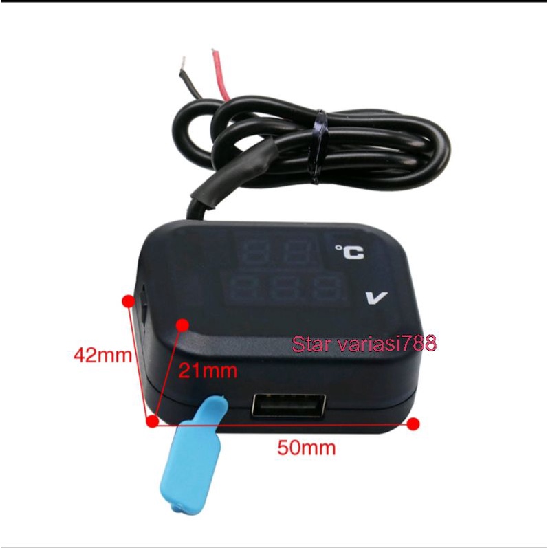 Voltmeter digital kotak panom/protaper led 3in1 indikator aki 3in1 kotak voltmeter dudukan spion