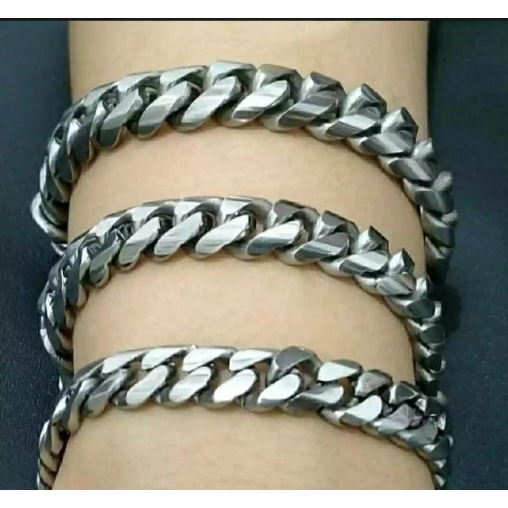 [Bayar di Tempat] Gelang Pria Rantai Baja Putih Premium Garansi Anti Karat/GELANG RANTAI BAJA PUTIH PRIA ANTI KARAT ANTI LUNTUR MODEL TERBARU