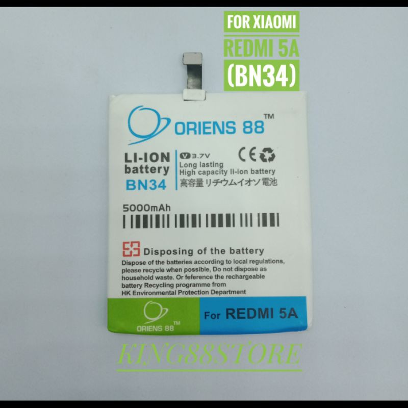 BATTERY BATTERAI BATRE DOUBLE POWER ORIENS88 FOR XIAOMI REDMI 5 A BN34