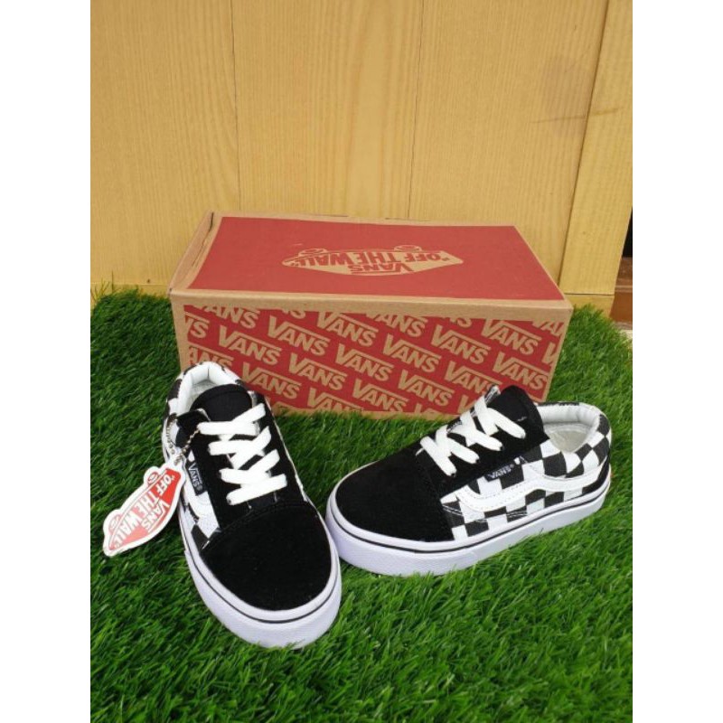 SEPATU ANAK VANS CHECKERBOARD PREMIUM QUALITY VANS CATUR ANAK HITAM